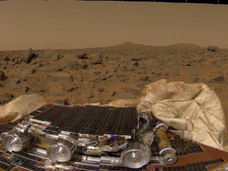 MRPS #80811 (Sol 1) Pathfinder's rover, airbags, & Martian terrain