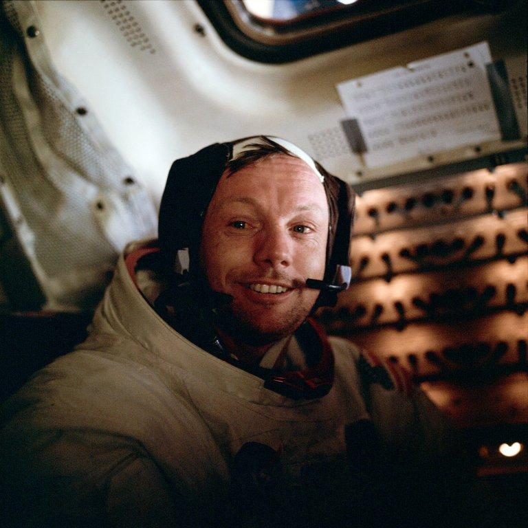 Apollo 11 Mission image - Neil A. Armstrong inside the Lunar Module after EVA