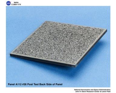 carbon/carbon fiber panels, panel A112 #26 post test isometric view of back side