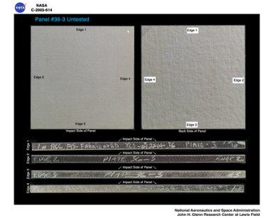 Panel 36-3 Untested ( pre test ) RCC carbon / carbon fiber panels - the panels are space shuttle tile material being tested in the ballistics lab building 49