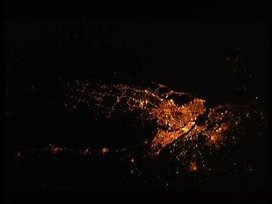 Night image of New York City as seen from STS-59 Endeavour